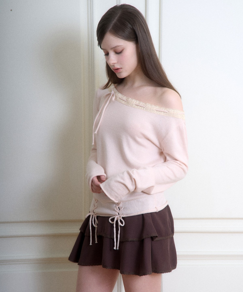 PLIE CHIFFON SKIRT BROWN