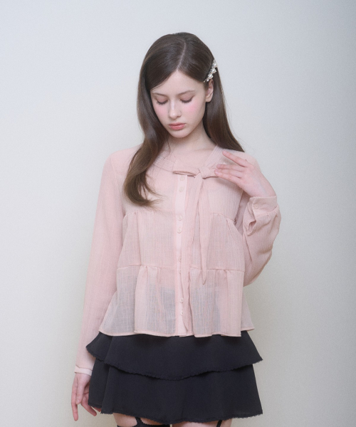 CELINE RIBBON BLOUSE PEACH