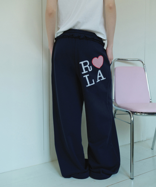 I LOVE ROLA PATCHWORK SWEAT PANTS NAVY