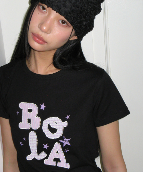 ROLA LETTERING PATCHWORK T-SHIRT BLACK