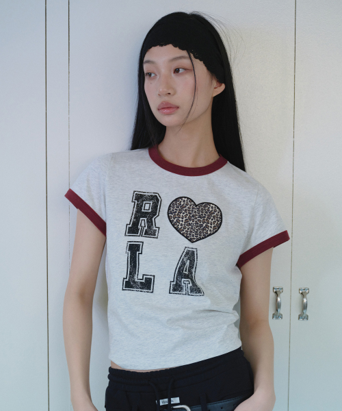 I LOVE ROLA PATCHWORK RINGER T-SHIRT M/GRAY