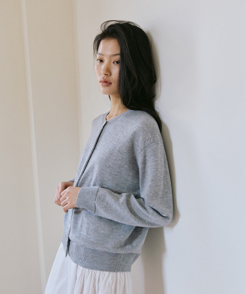 Silk Wool Cardigan Grey