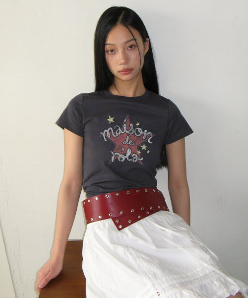MAISON DE ROLA STAR GRAPHIC T-SHIRT CHARCOAL