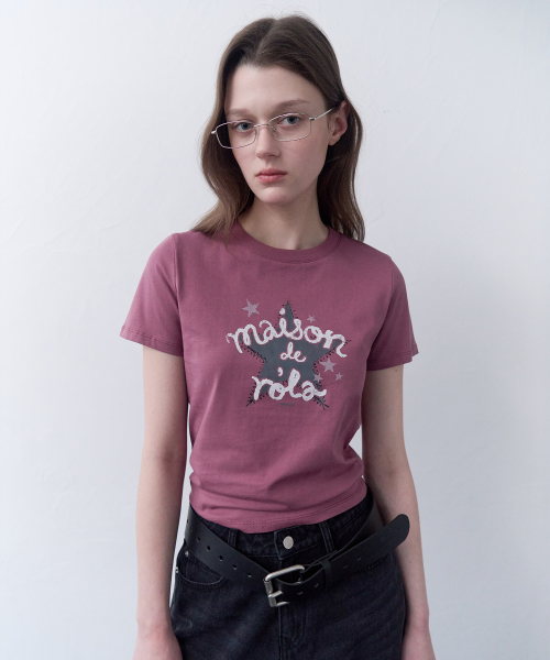 MAISON DE ROLA STAR GRAPHIC T-SHIRT I/PINK