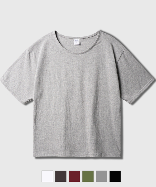 Boy Crop U-Neck Short Sleeve Gray KJST2691
