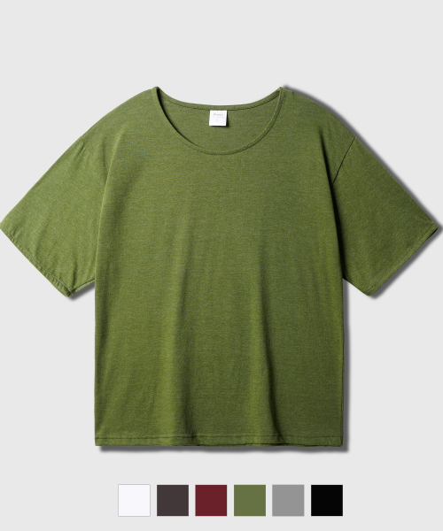 Boy Crop U-Neck Short Sleeve Heatherkhaki KJST2691
