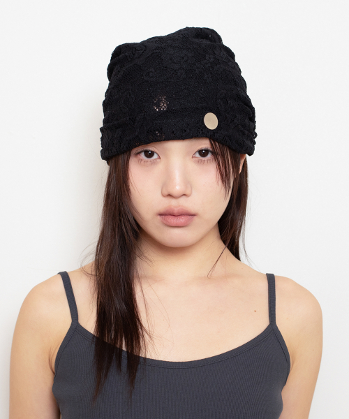 WHIPPING LACE HAIRBAND & BEANIE (BLACK)