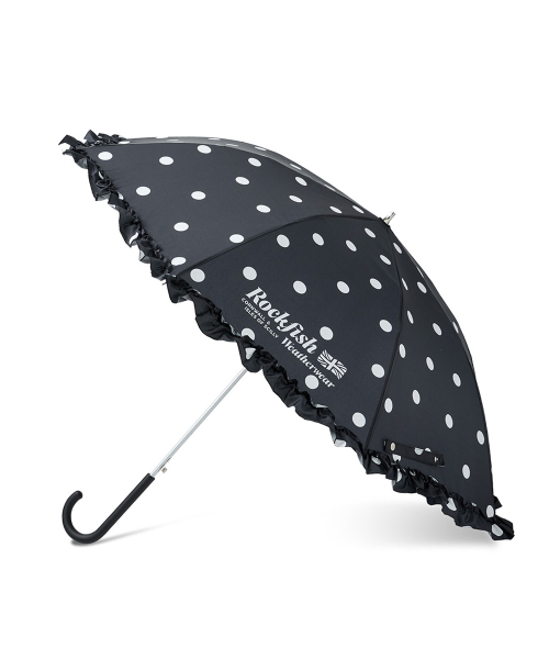 FRILLED DOT UMBRELLA LONG - BLACK DOTS