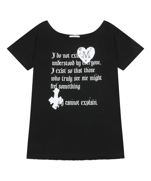ROZIT HEART CROSS HOTFIX ONE SHOULDER HALF T (2COLOR)
