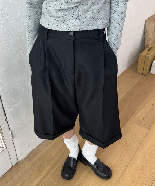 RELAXED BANDING HALF PANTS BLACK