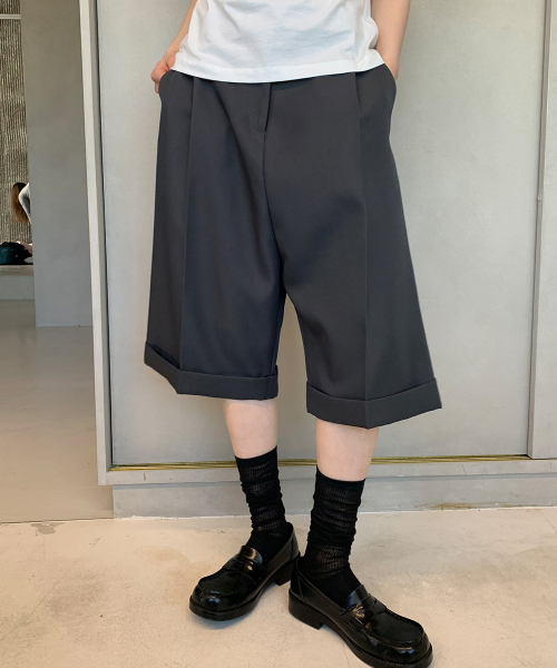 RELAXED BANDING HALF PANTS GREY