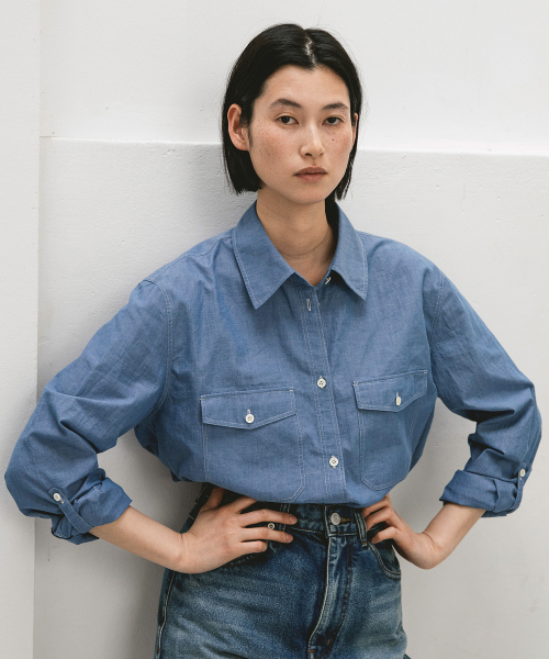 W. Sonnet Roll-Up Shirt (Blue Chambray)