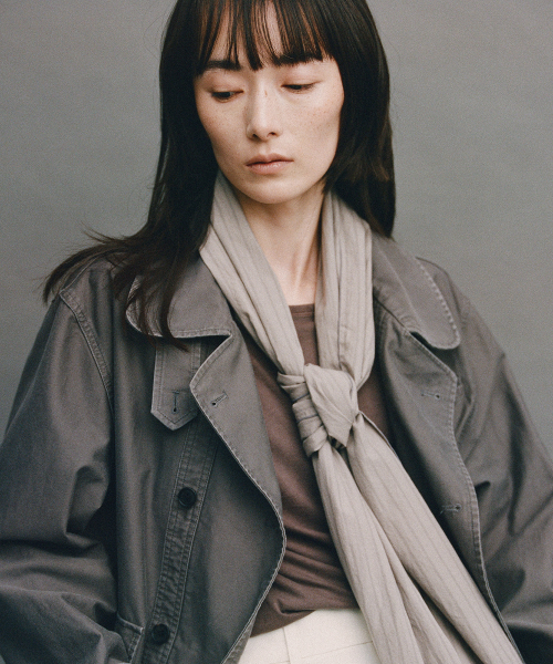 W. Zephyr Washed Scarf (Sand Stripe)