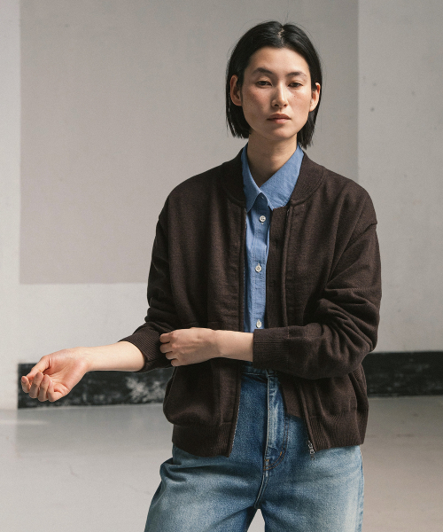 W. Aviator Knit Blouson (Dark Brown)