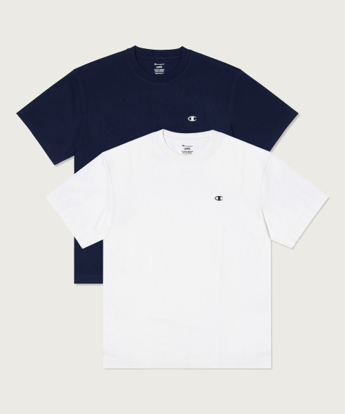 [2pack] Relaxed Fit Crew Neck Cool T-Shirt White/Navy