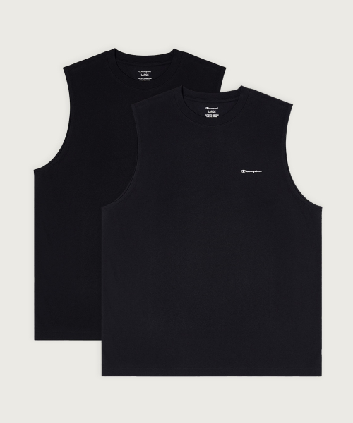 [2pack] Relaxed Fit Crew Neck Cool Sleeveless Black/Black