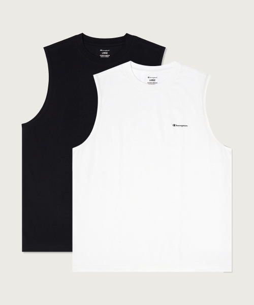 [2pack] 릴렉스핏 크루넥 쿨 슬리브리스 White/Black