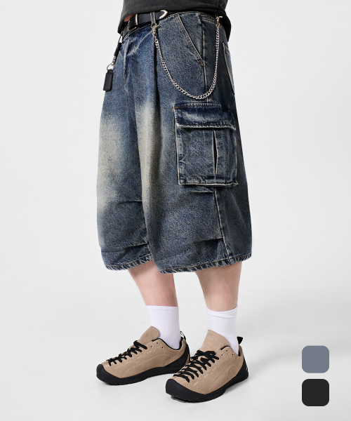 M65 PARACHUTE BERMUDA CURVED DENIM PANTS_2 COLOR