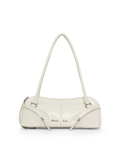 CURVE ZIP BAGUETTE BAG IN LIGHT GREY