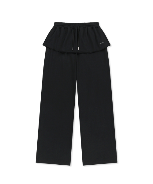 LAYERED SKIRT JERSEY PANTS IN BLACK
