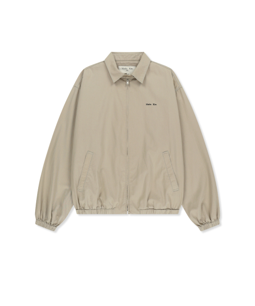 SMALL LOGO COTTON ZIP UP JUMPER IN LIGHT BEIGE