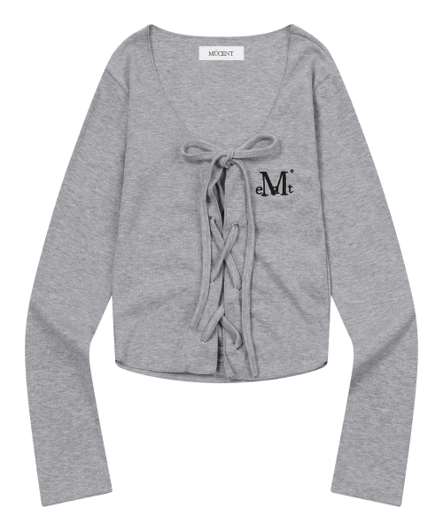 MARING EYELET LACE-UP CORSET LONG SLEEVE T (3COLOR)