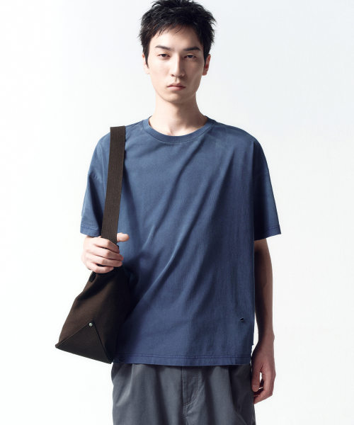 Distressed Cropped Box Fit T-Shirt LIGHT NAVY