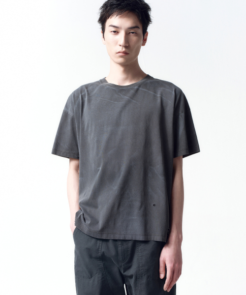 Distressed Cropped Box Fit T-Shirt CHARCOAL