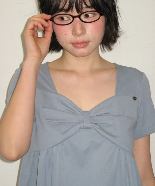 KNOT RIBBON A LINE T SHIRT BLUE