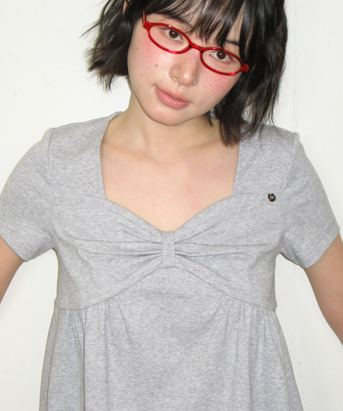 KNOT RIBBON A LINE T SHIRT GREY