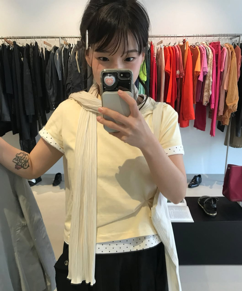 MINI LABEL CROP SHORT SLEEVE CREAM