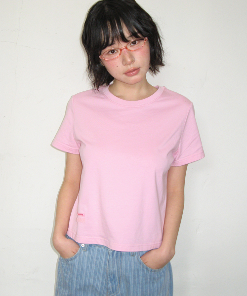 MINI LABEL CROP SHORT SLEEVE PINK