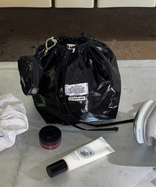 MINI BAG KEYRING SET DRAWSTRING BAG BLACK