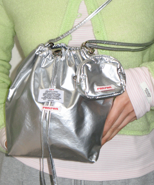 MINI BAG KEYRING SET DRAWSTRING BAG SILVER