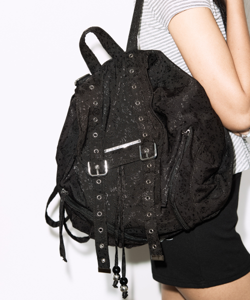 SATIN EYELET BACKPACK (BLACK) F26QE989