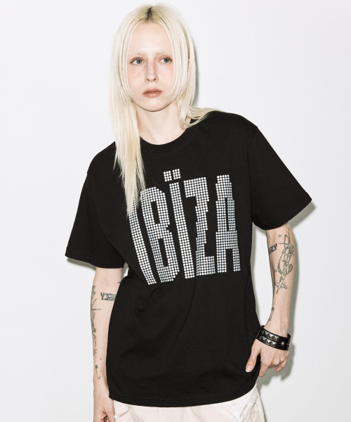 IBIZA RHINESTONE TEE (BLACK) F26QB401