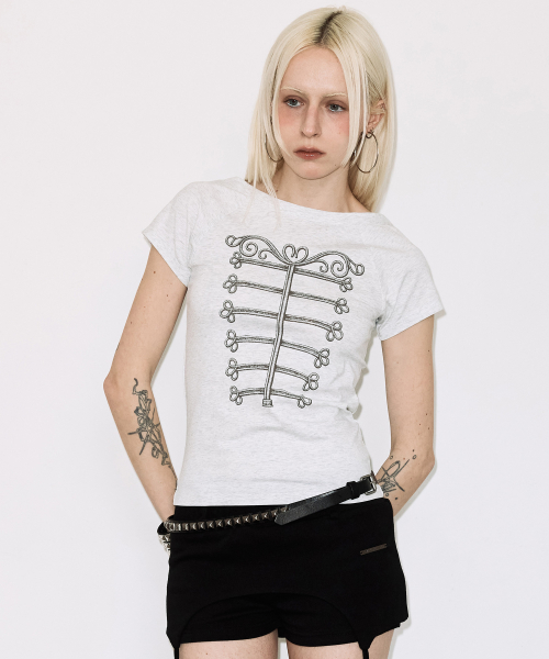 IMPERIAL BOATNECK TOP (WHITE MELANGE) F26QB082