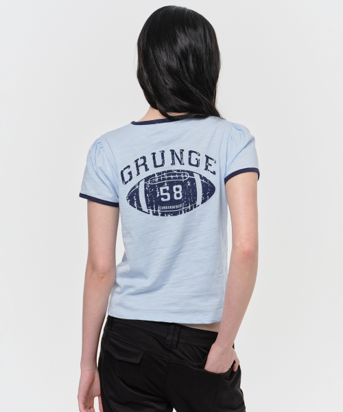 RUGBY RINGER PUFF T-SHIRT, SKY BLUE