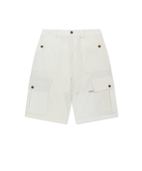 PATCHWORK CARGO BERMUDA PANTS FOR MEN IN WHITE