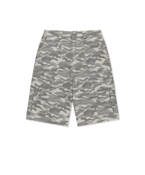 CAMOUFLAGE CARGO BERMUDA PANTS FOR MEN IN GREY