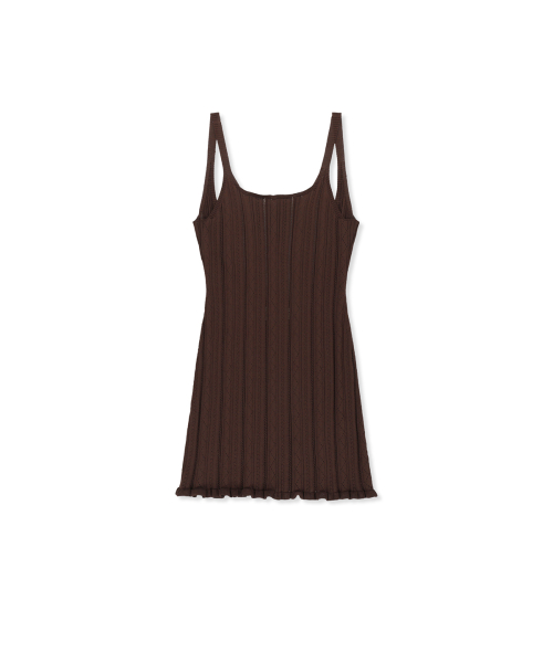OPEN BACK RIBBED KNIT DRESS IN BROWN