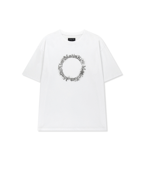 MATIN KIM CIRCLE LOGO TOP FOR MEN IN WHITE