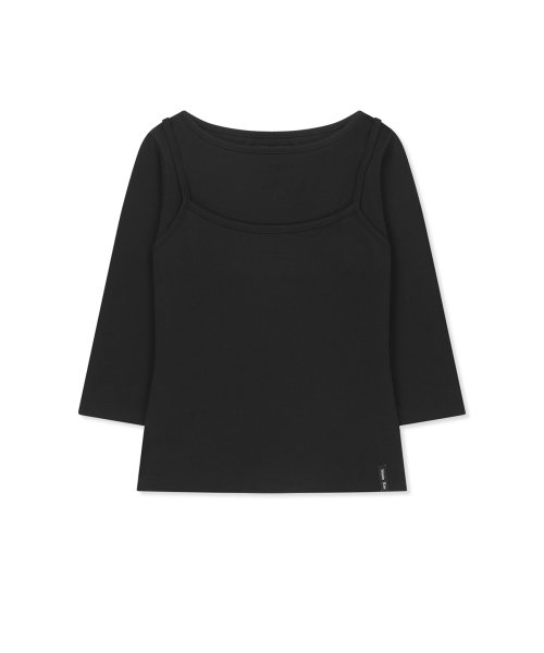 3/4 SLEEVE TOP & TANK LAYERED SET IN BLACK
