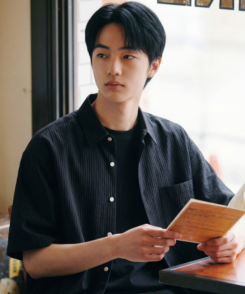Butter Stripe Short Sleeve Shirt Black KJSS2703