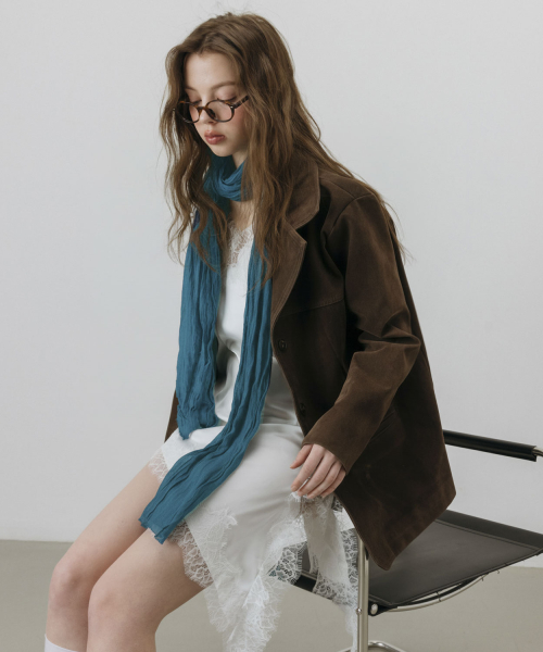 NATURAL GAUZE MIST LONG SCARF_DEEP BLUE