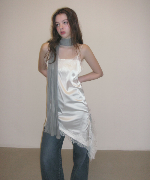 NATURAL GAUZE MIST LONG SCARF_GRAY