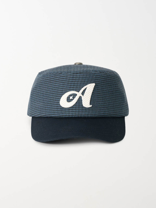 Two Tone Houndstooth Pillbox Cap (Navy)