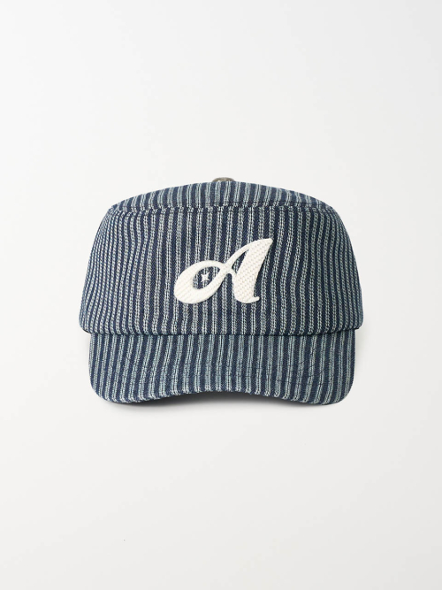 Stripe Stitch Denim Pillbox Cap