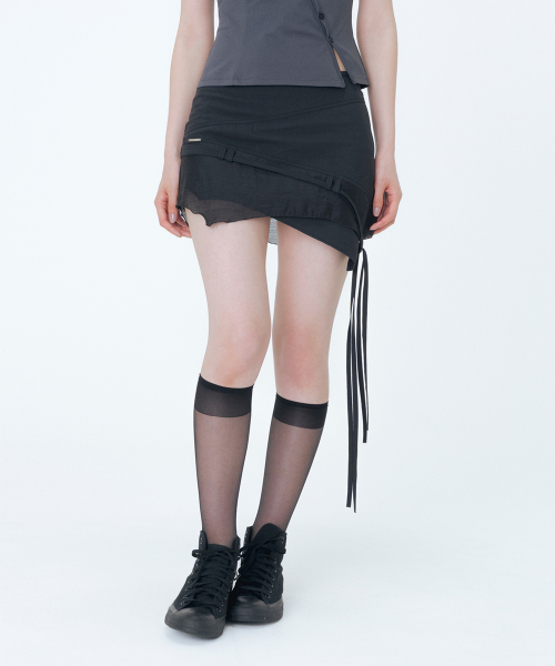 쉬어 미니스커트 BLACK