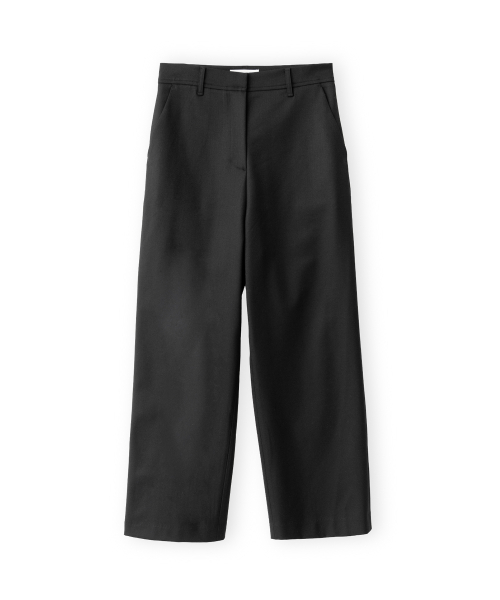 W Wide Wool Pants, Black